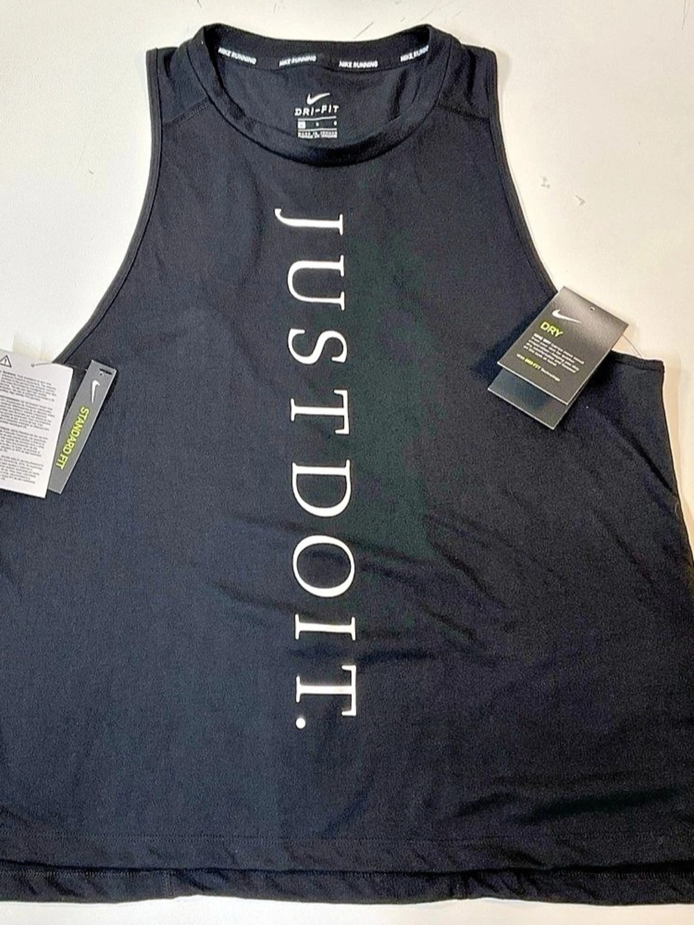 Nike Dri-FIT Just Do It Running Tank Top Black & White Large